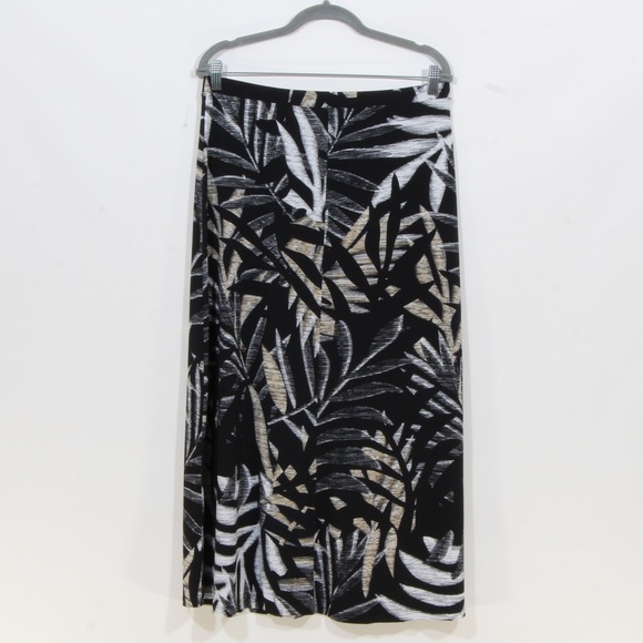 NorthStyle Black Leafy Multicolor Jungle Pattern Midi Skirt Women's Size Medium - Picture 4 of 5